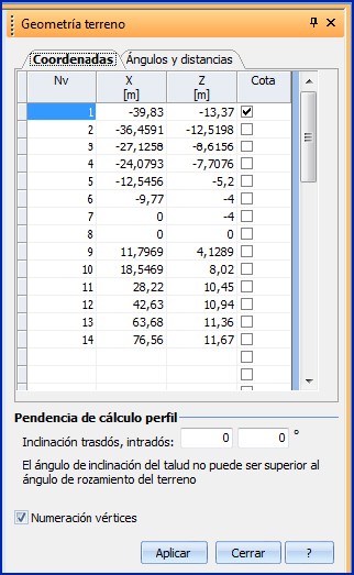 Geometria terreno - coordinate